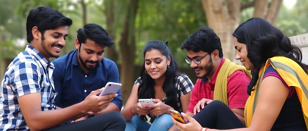 Goa Football Wizard - Multiplayer Fun with Friends Group of Indian friends playing Goa Football Wizard together on their mobile phones